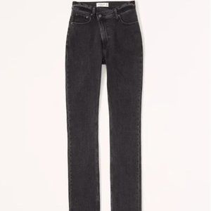 Abercrombie ultra high rise 90s slim straight jean, 25L, black